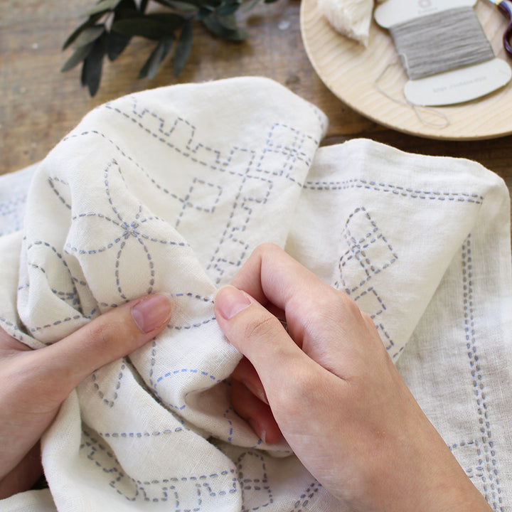 Linen Cloth Sashiko Kit (Shippo)