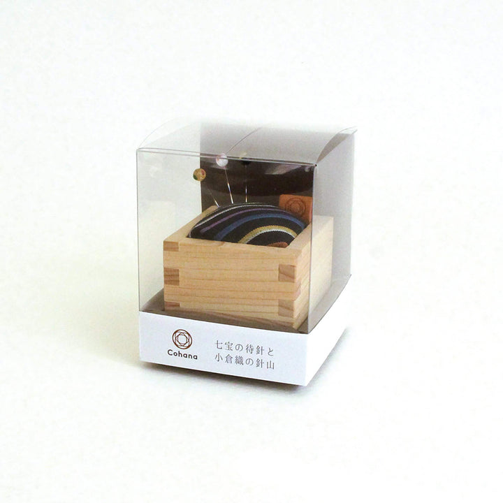 Masu Pincushion with Kokura Textile and Shippo Glass Sewing Pins