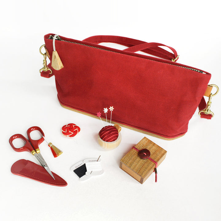 【Pre-order B: Estimated Arrival in Late-November】Portable Tool Case with Oak Base Sewing Set RED