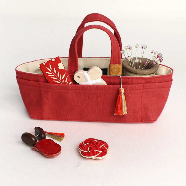 【数量限定】豆道具入れのお裁縫セット あか
