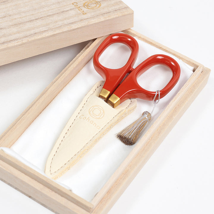 【数量限定・予約A:入荷2月下旬】漆と金蒔絵の小ばさみ 銀朱（45-409）