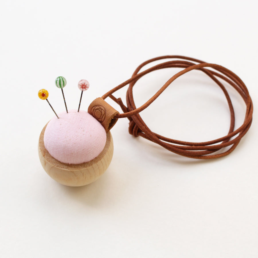 Gift Set : Tombo-dama Sewing Pins and Cypress Pincushion Necklace