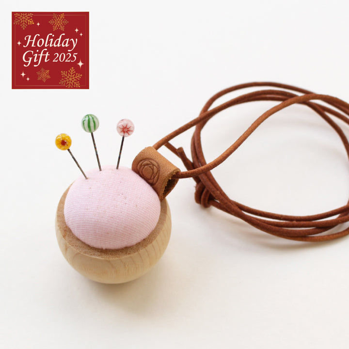 Gift Set : Tombo-dama Sewing Pins and Cypress Pincushion Necklace