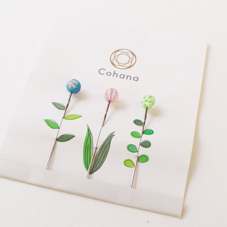 Glass Head Tambo-Dama Sewing Pins by Cohana {Sakura 23} - Willow